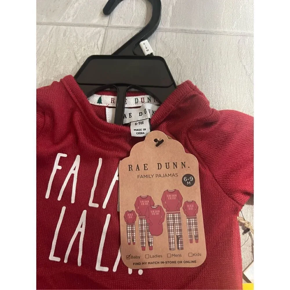 Rae Dunn Fa La La La La Baby Christmas Jammy Set Size 6-9 Month NEW
